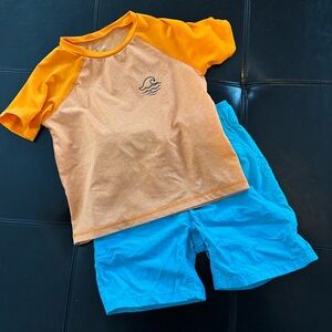 art class Bright Orange and Sky Blue Rashguard Set